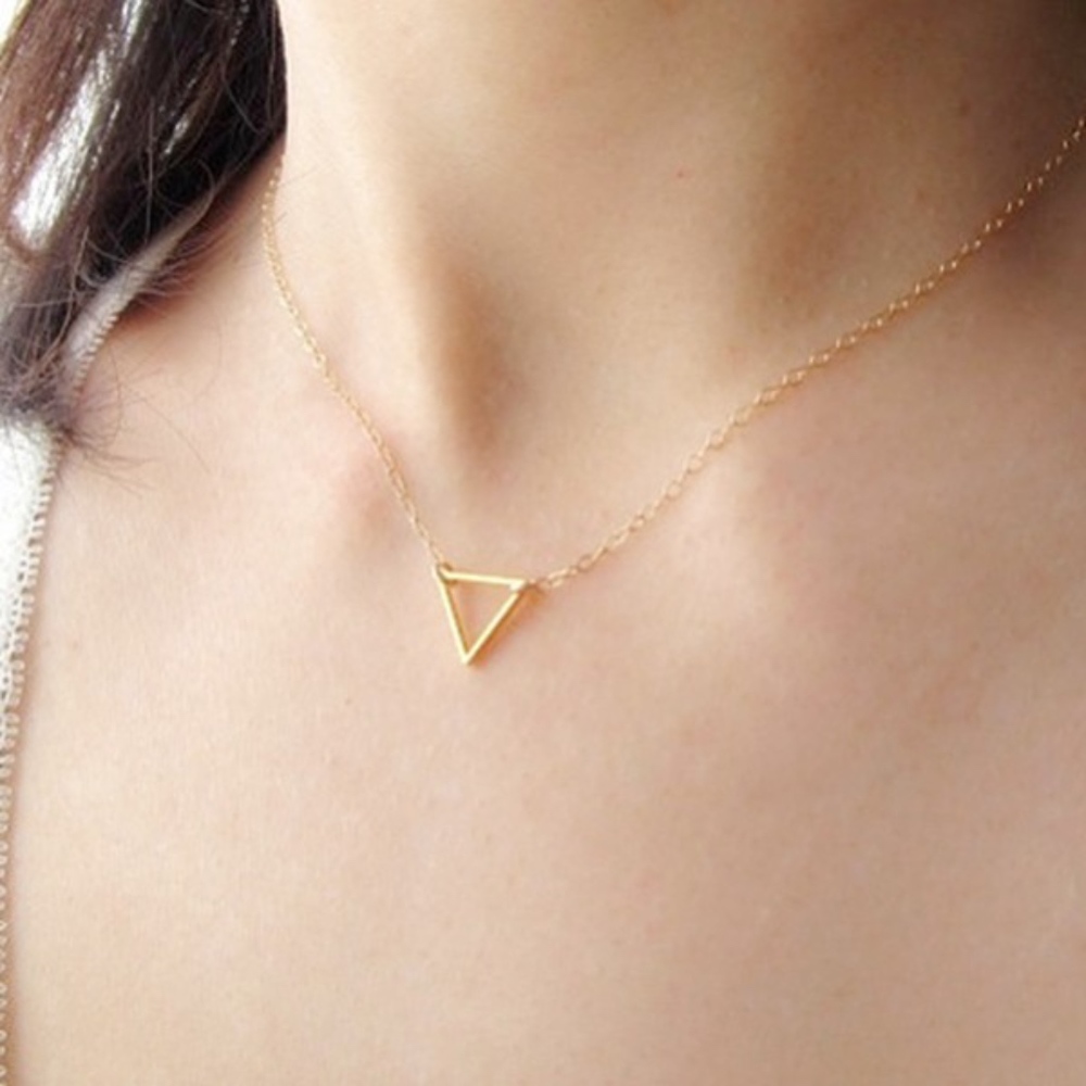 Simple Dainty Triangle Pendant Necklace - Picture 1 of 4